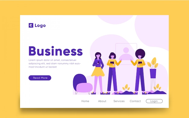 Vector business landing page template