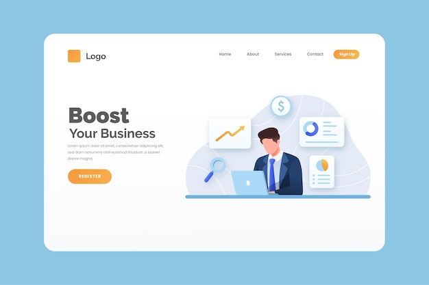 Vector business landing page template