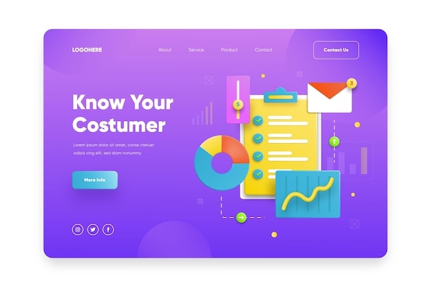 Vector business landing page template