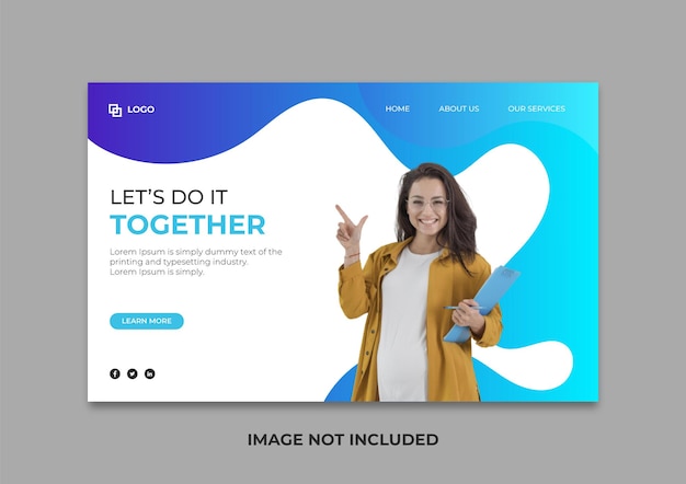 Vector business landing page web banner design template