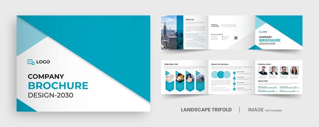 Vector business landscape trifold brochure design corporate company template layout