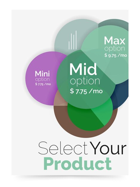 Vettore layout aziendale seleziona il tuo prodotto con opzioni di esempio