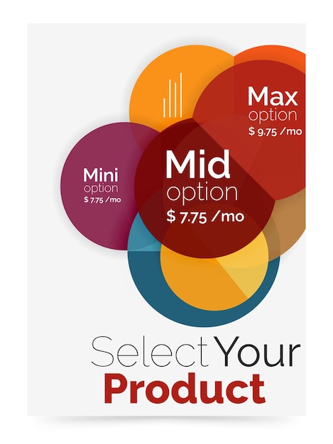 Vettore layout aziendale seleziona il tuo prodotto con opzioni di esempio