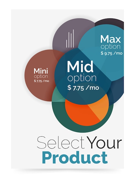 Vettore layout aziendale seleziona il tuo prodotto con opzioni di esempio