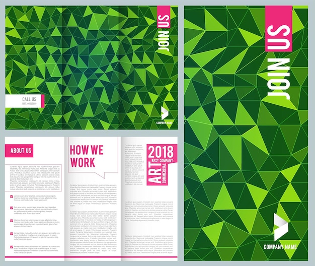 Деловой буклет складной тройной дизайн брошюры шаблон векторного макета с местом для текста иллюстрация делового макета листовки тройной