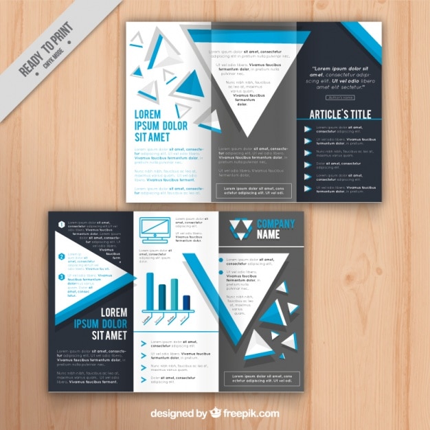 Vector business leaflet template with blue details