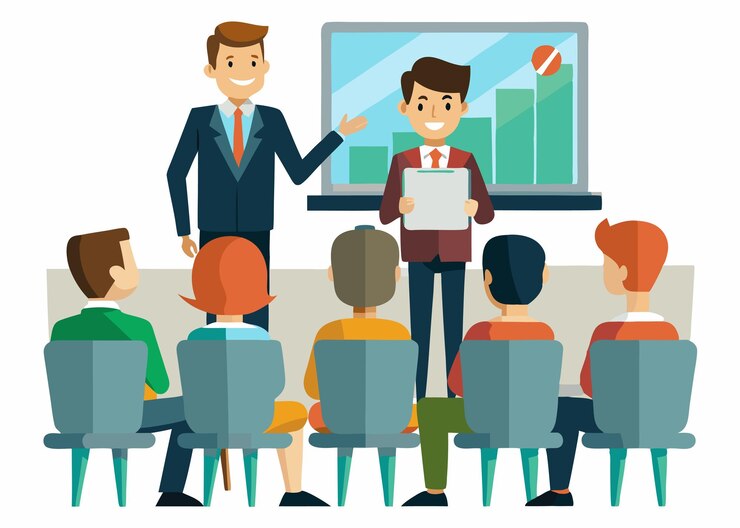 Vector business lecture business presentation business seminarbusiness lecture with vector illustration