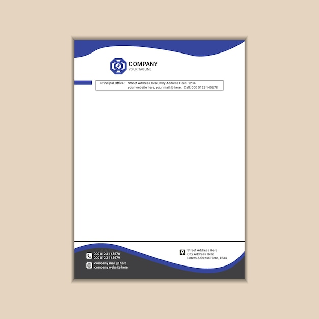 Business letterhead a4 size with bleed vector design