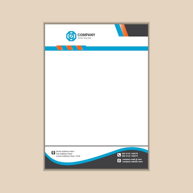 Business letterhead a4 size with bleed vector design