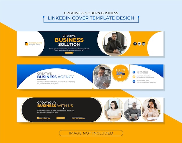 Business LinkedIn cover design template bundle