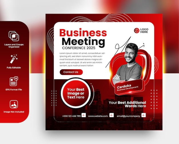 Vector business live meeting online event social media poster or cover banner post template design