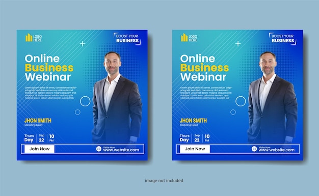 Business live webinar and corporate social media post template