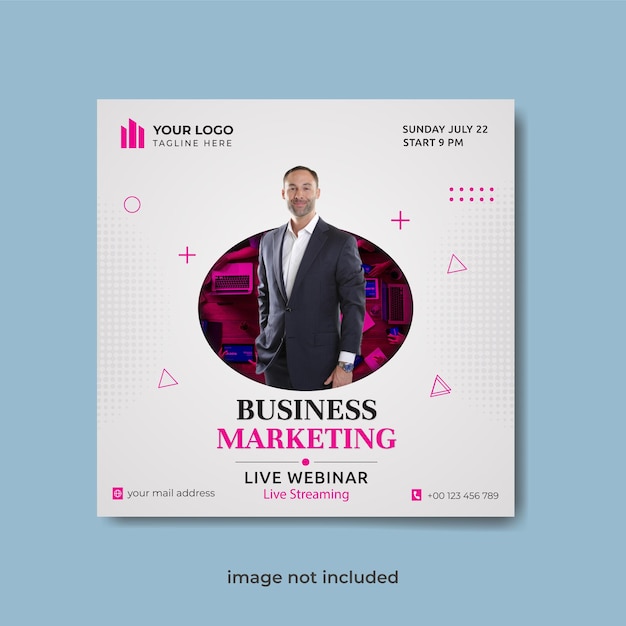 Business live webinar and corporate social media post template