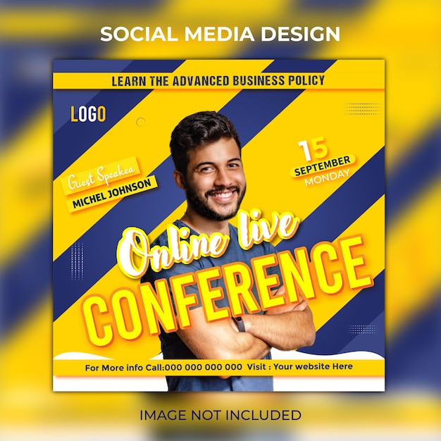 Business live webinar social media post banner template Premium Vector