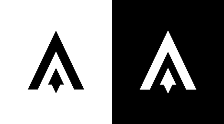 Vector business logo arrow up monogram a letter initial black and white icon illustration style designs templates