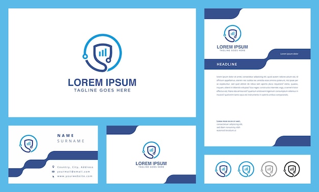 business logo with business card and letterhead