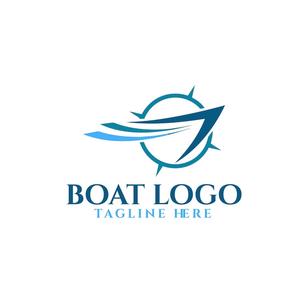 Business logo yacht floating on the waves modern simple