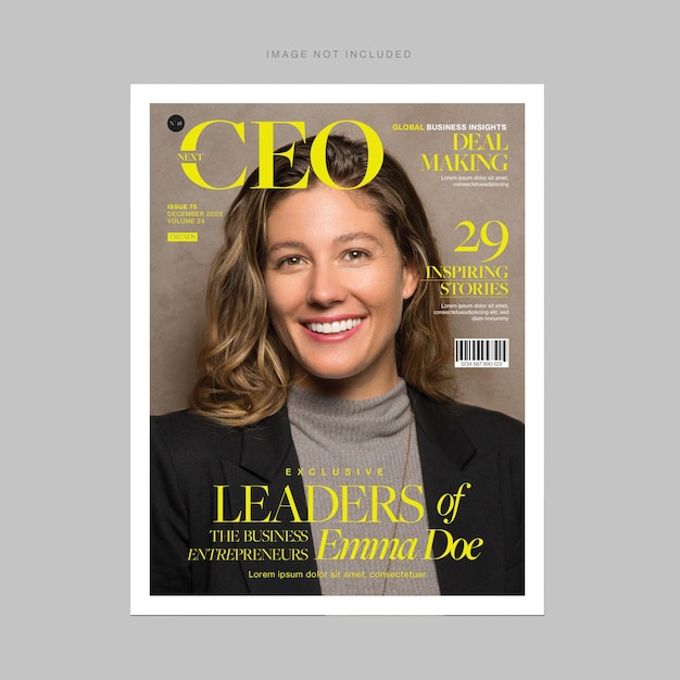 Business Magazine Cover Template for Leader CEO in Vector EPS