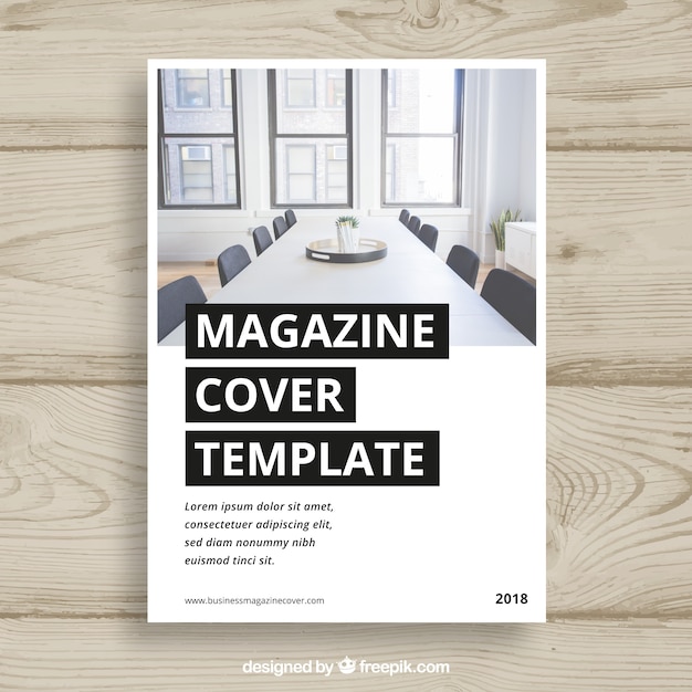 Vector business magazine cover template with photo