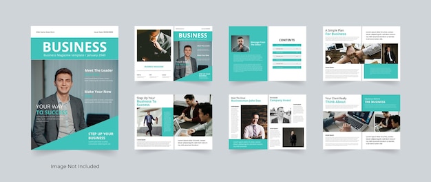 Vector business magazine sjabloonontwerp met creatieve lay-out 12 pagina's ontwerp