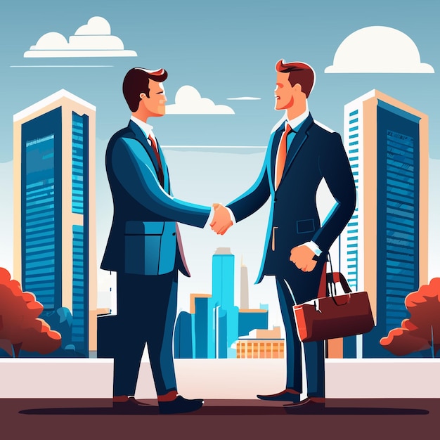 Business male people shaking hands