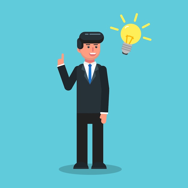 Business man adult with idea lamp
