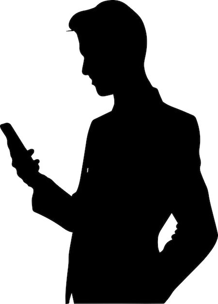 Vector business man browsing cell phone vector silhouette 18