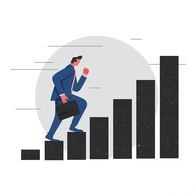 Business Man on a career stairway illustration vector