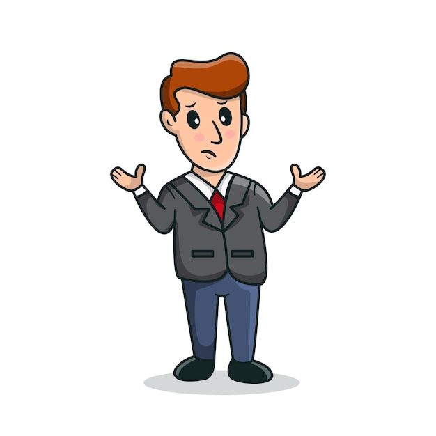 Vector business man cartoon character standing with confused face vector illustration of a flat design