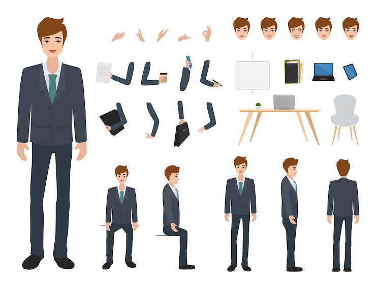  Business man character constructor for different pose