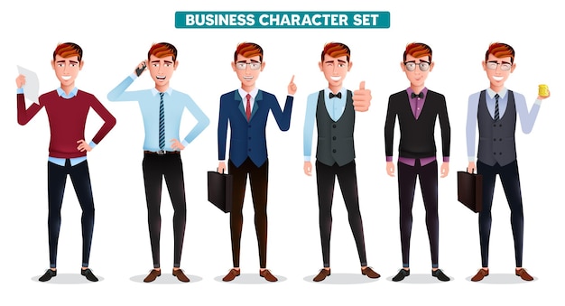 Vector business man character vector set businessman characters collection like manager boss employee