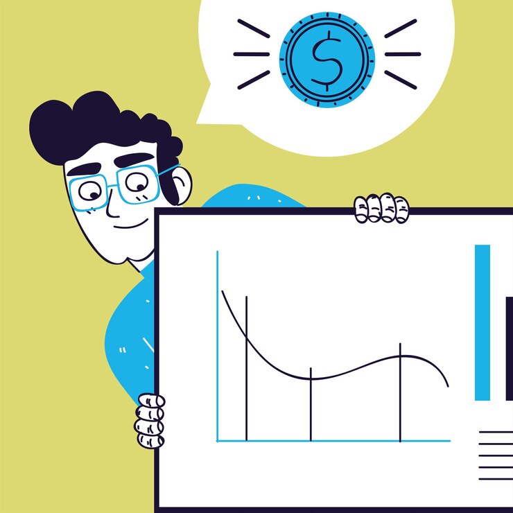 Vector business man and chart report