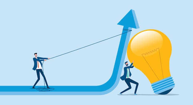 business man creative thinking for business profit concept with two business team brainstorming and