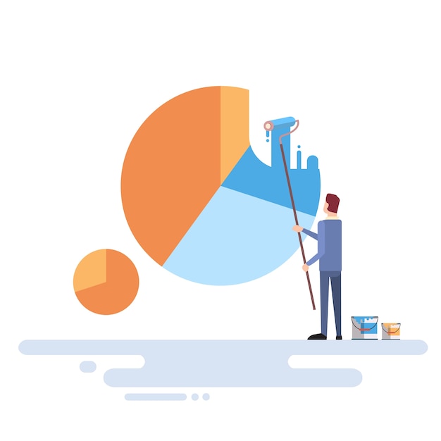 Business Man Draw Pie Diagram Financial Graph