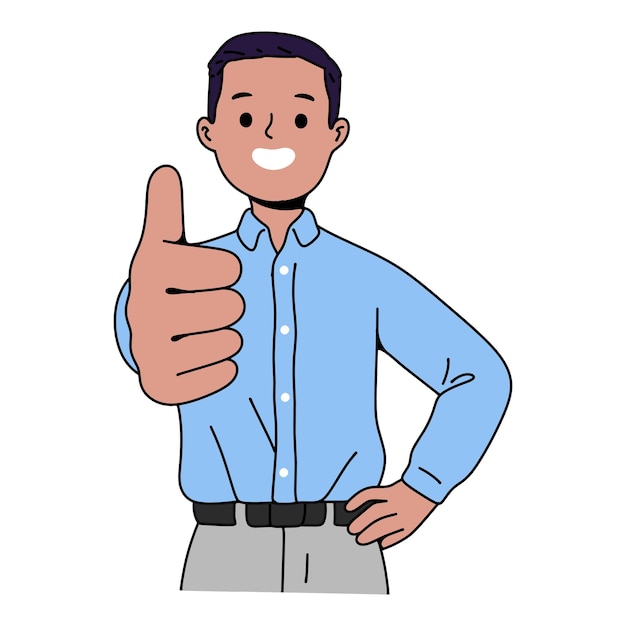 Vector business man gives thumbs up