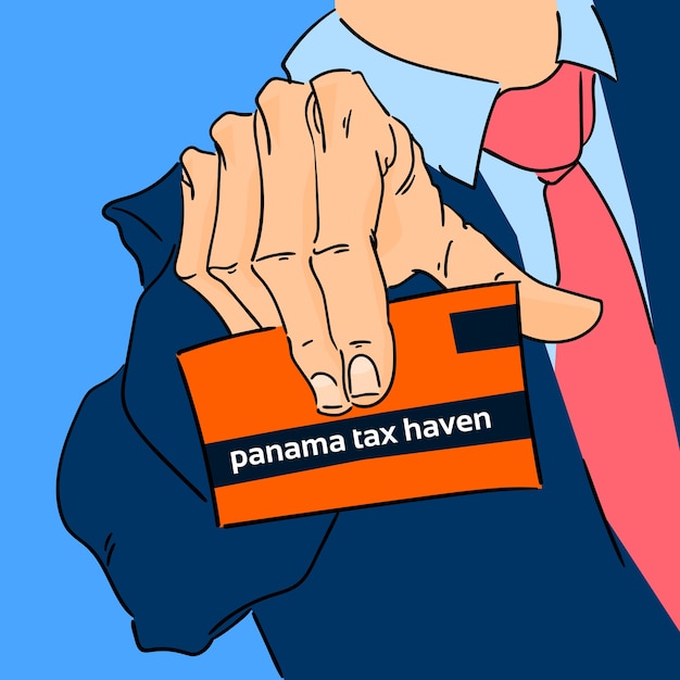 Business Man Hand Hold Card Panama 