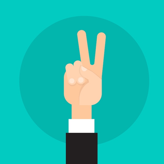 Vector business man hand peace victory sign gesture