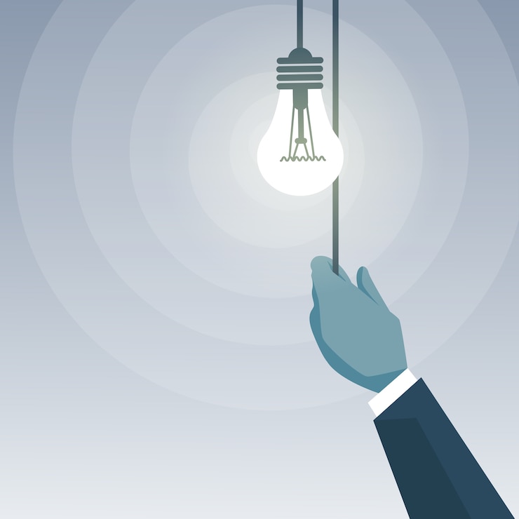 Vector business man hand switching light 