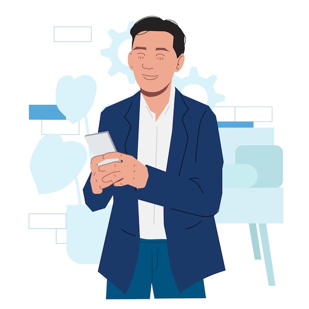 business man happy expression relax in flat illustration