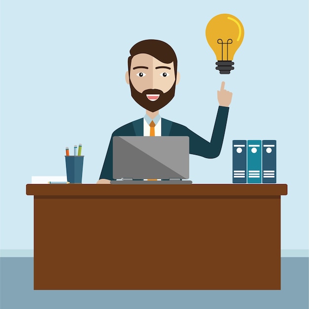 business man having idea, An innovation idea of employee vector illustration