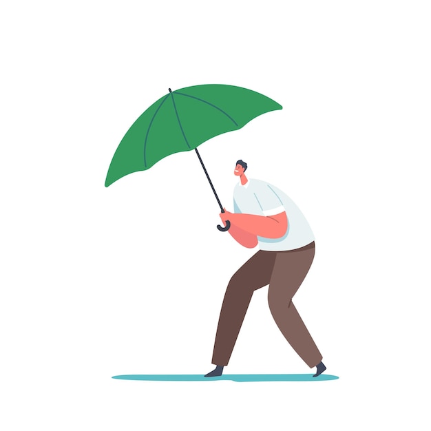 Business man holding umbrella concept of rain autumn weather insurance protection cyber attack security investment