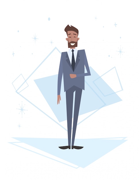 Vector business man human resources, african american businessman cartoon character full length