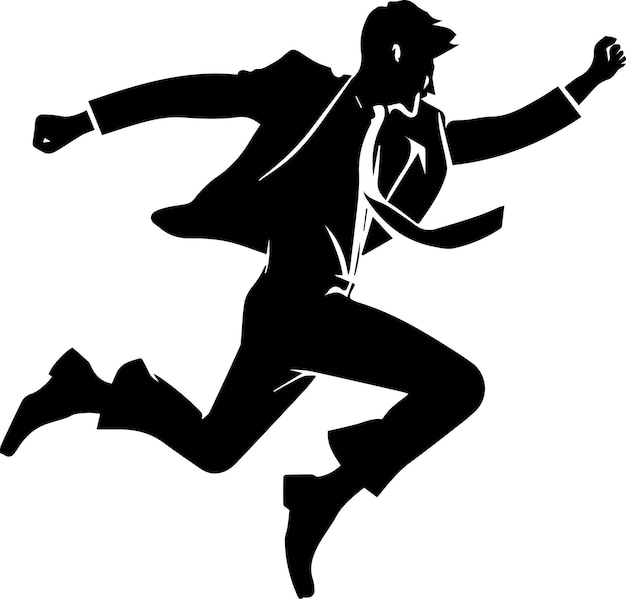 Business man jumping pose vector silhouette 3