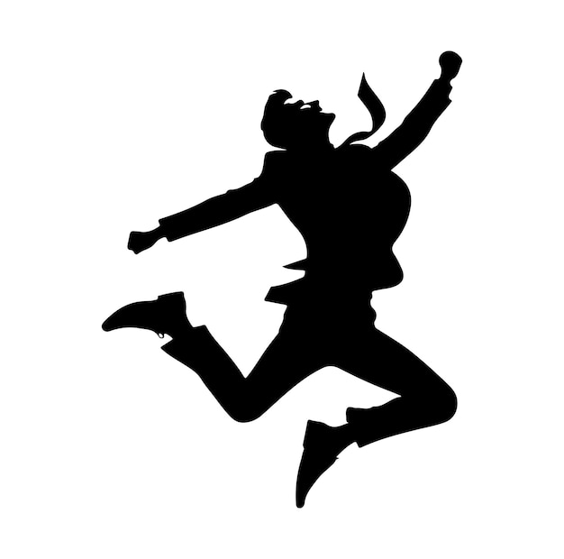 BUSINESS MAN JUMPING POSE VECTOR SILHOUETTE STYLE Business people run