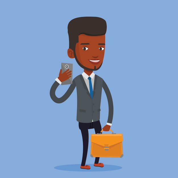 Business man making selfie vector illustration.