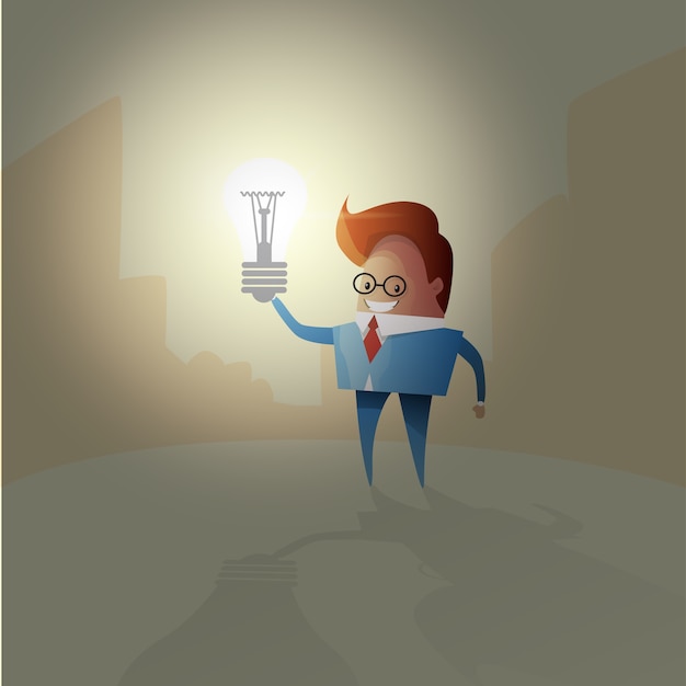 Vector business man new idea concept light bulb creative brainstorm