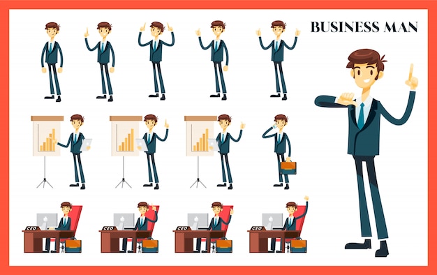 Business man set with variation of pose