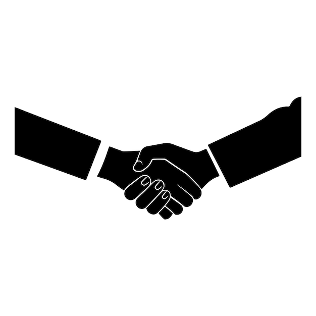 Business man shaking Handshake Silhouette clipart on a white background