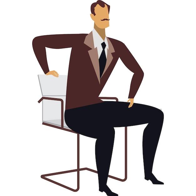 Vector business man sitting in chair vector icon