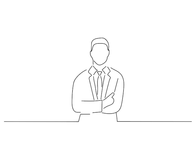 Business man sketch or continuous line art illustration